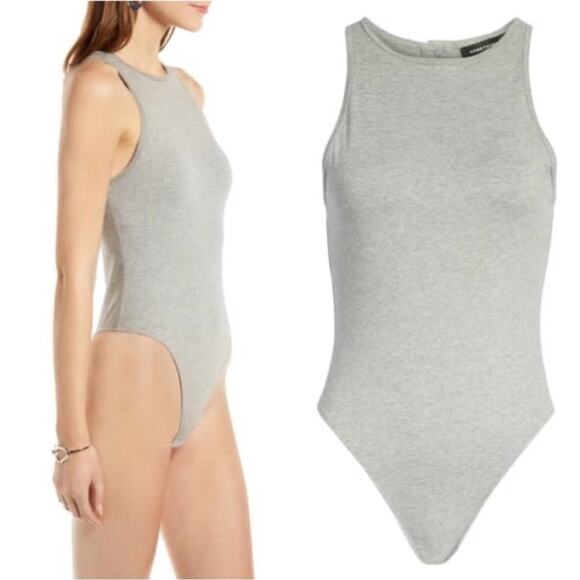 🆕 NWT Something Navy Bodysuit Grey Light Heather Top Sleeveless Button Back XL - Picture 4 of 15